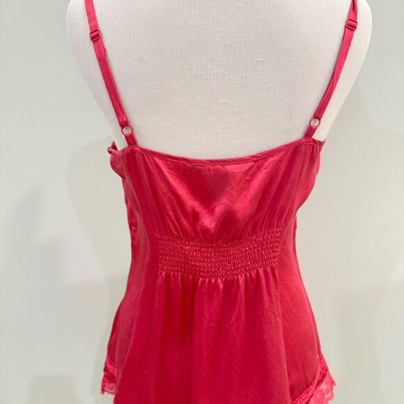 Vintage Y2K Tank Top Size XS Hot Pink 100% Silk Cami Girly Soft Girl Babydoll - Picture 7 of 16